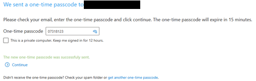 Sign in with a One-time passcode.