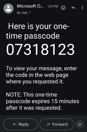 Here is your one-time passcode message Here is your one-time passcode message