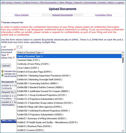 e-Filing Window with 'File Documents' link highlighted